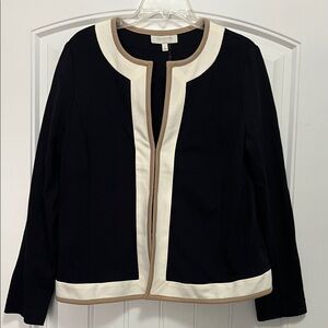 Talbots Black Jacket with Cream and Tan Trim